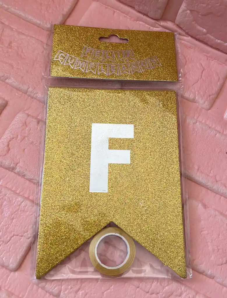 Letrero Feliz Cumpleaños Dorado Escarchado Banderin Feliz Cumpleaños