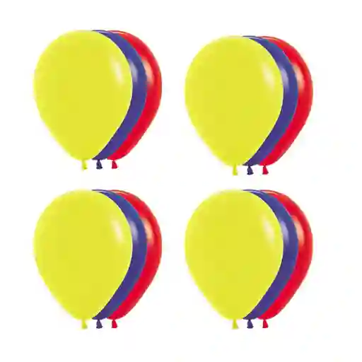 Globos De Colombia 12 Undades Amarillo Azul Y Rojo