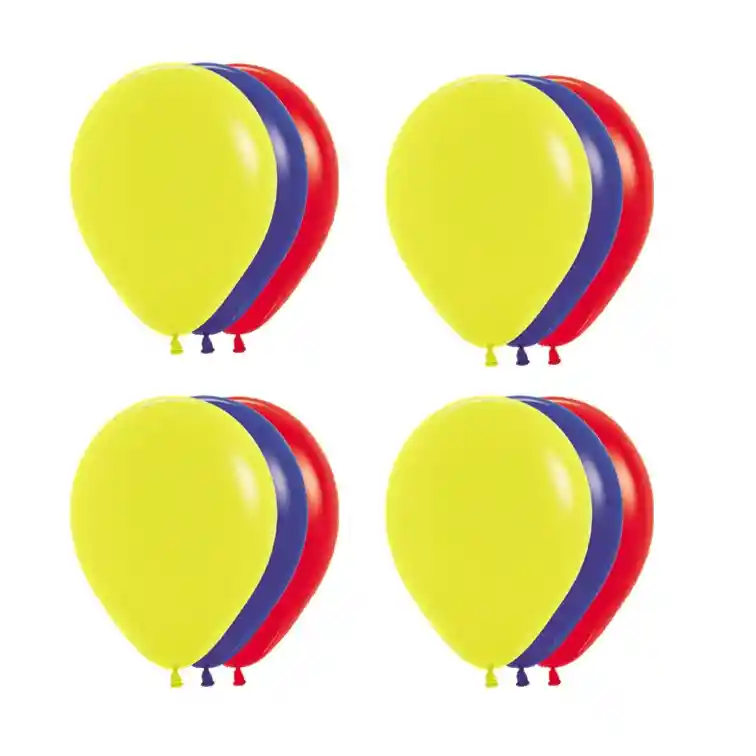 Globos De Colombia 12 Undades Amarillo Azul Y Rojo