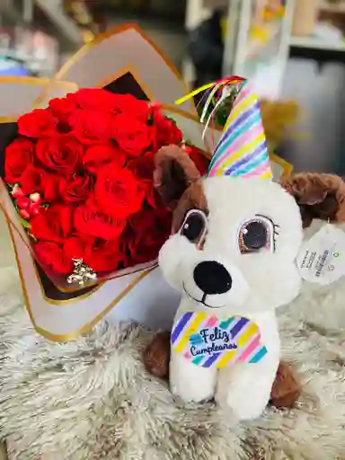 Combo Rosas Con Peluche Musical