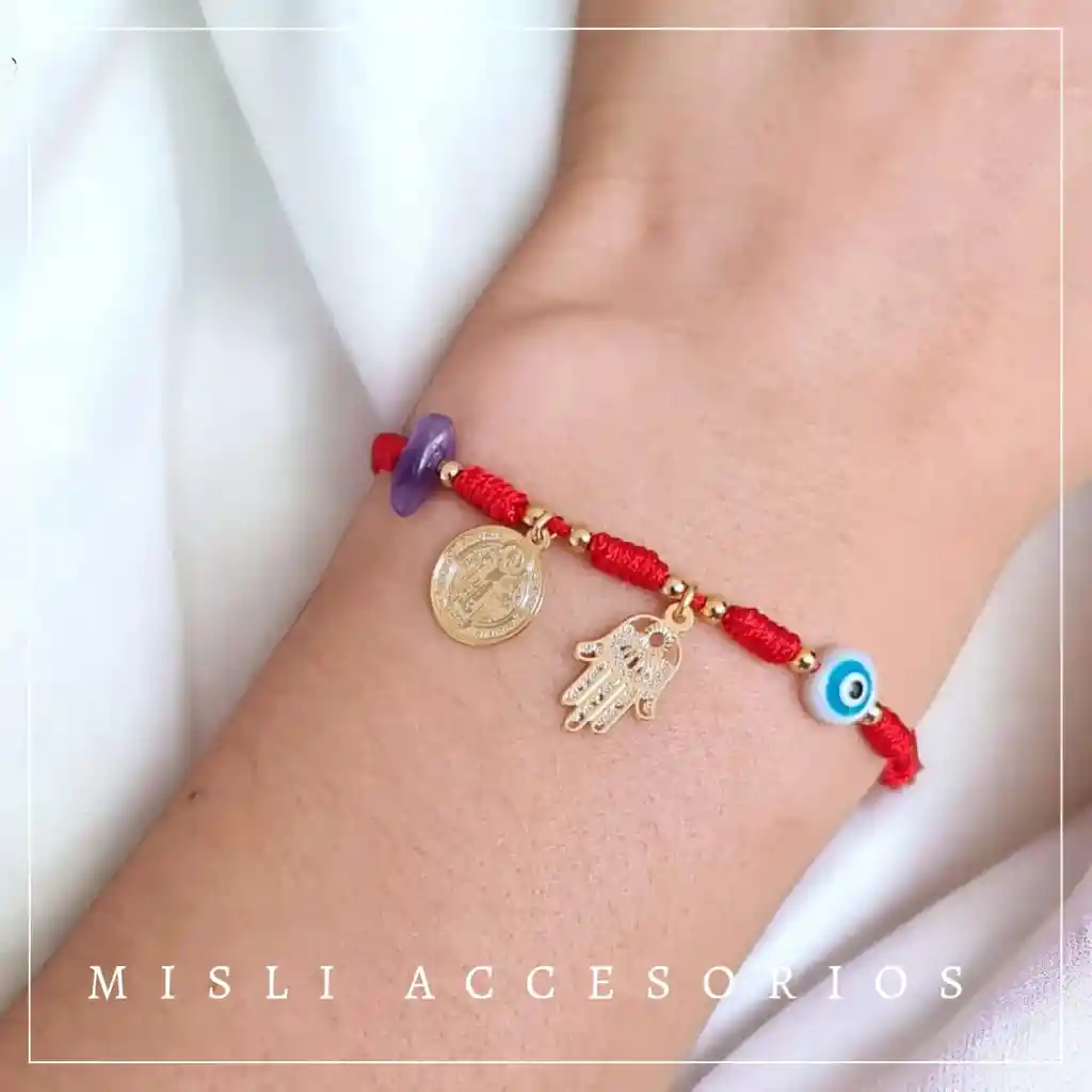 Pulseras De Protección Hilo Rojo De Los 7 Nudos Con Amuletos