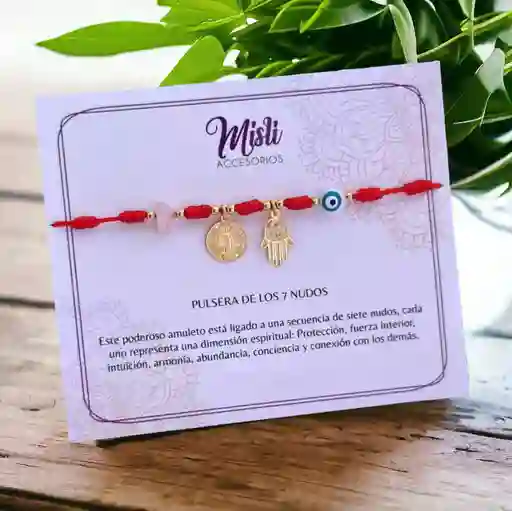 Pulseras De Protección Hilo Rojo De Los 7 Nudos Con Amuletos