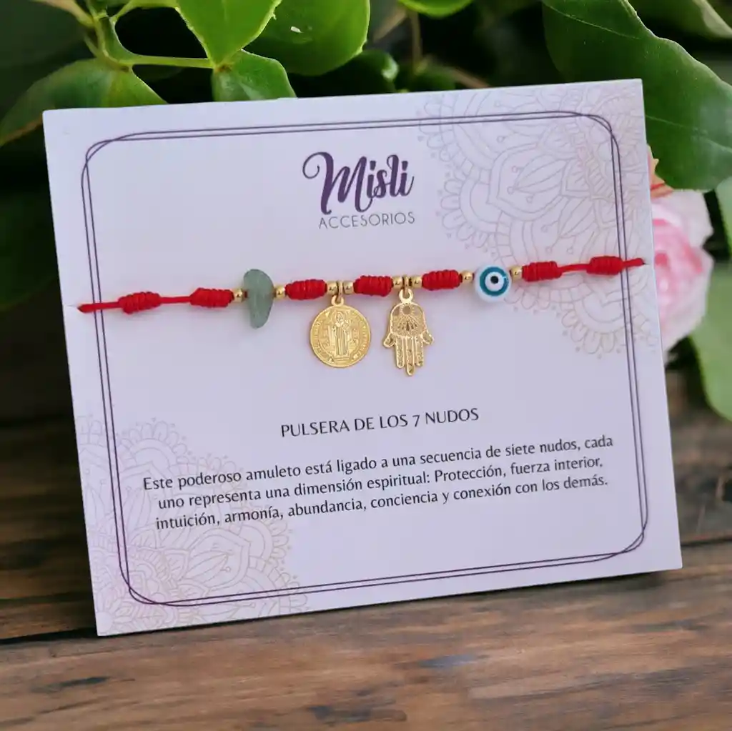 Pulseras De Protección Hilo Rojo De Los 7 Nudos Con Amuletos