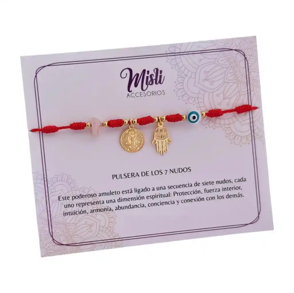 Pulseras De Protección Hilo Rojo De Los 7 Nudos Con Amuletos