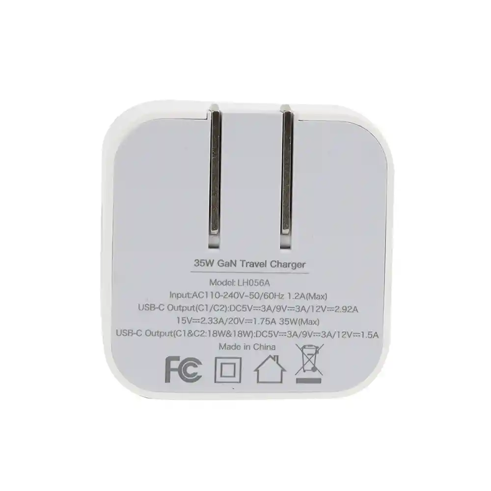 Convertidor/cargador Usb Tipo C Dual De Pared 35w Pd