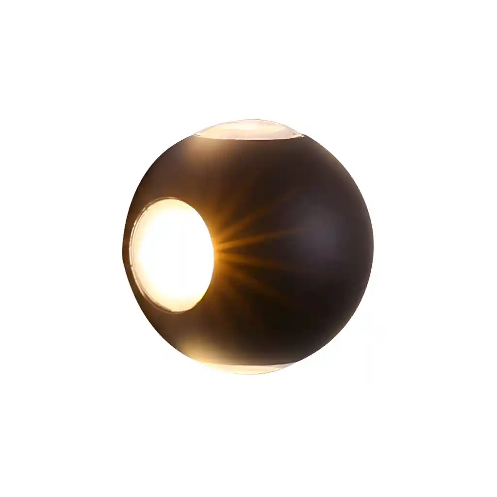 Aplique Led Esfera 360 12w Negro 3000 (luz Calida)