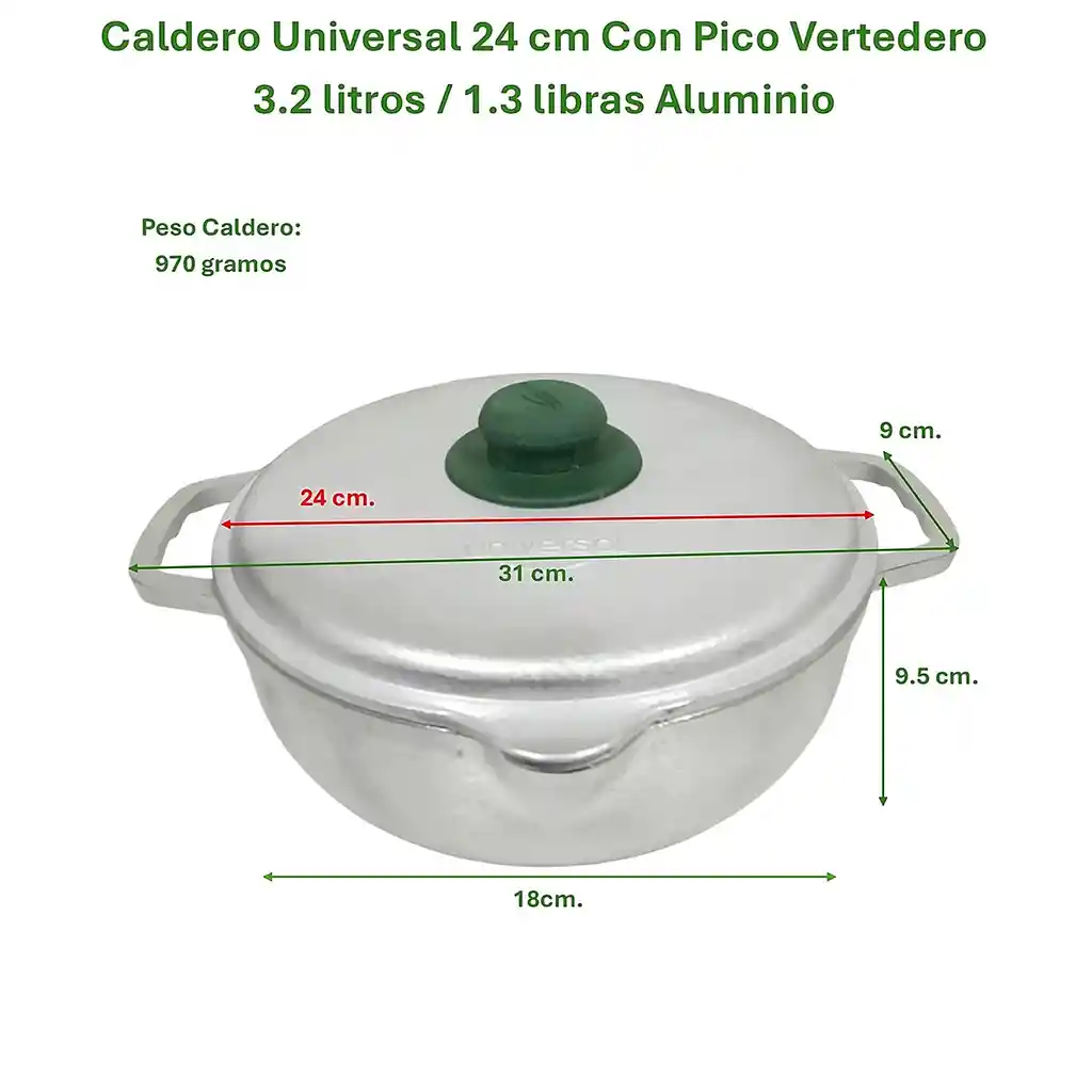 Caldero Universal Con Pico Vertedero 3.2l/1.3libras Aluminio