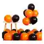 Base Para 7 Globos + Gratis Globos Naranja Y Negro Latex