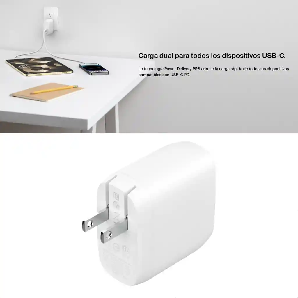 Cargador De Pared Usb-c Dual Pps 60w Belkin Boostcharge Pro