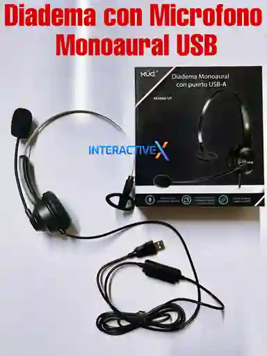 Diadema Usb 2.0 Monoaural Con Mute / Diadema Usb Monoaural