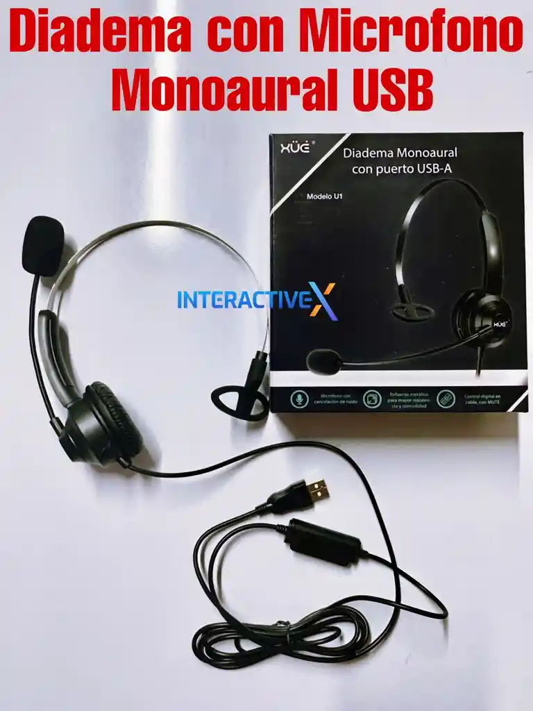 Diadema Usb 2.0 Monoaural Con Mute / Diadema Usb Monoaural