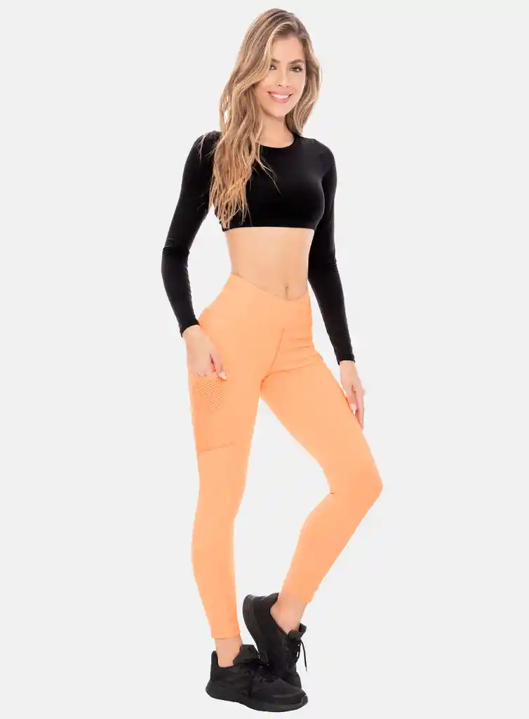 Leggins Deportivo Mujer Tela Supplex Con Bolsillo En Lateral Y Cortes En Malla Talla Única