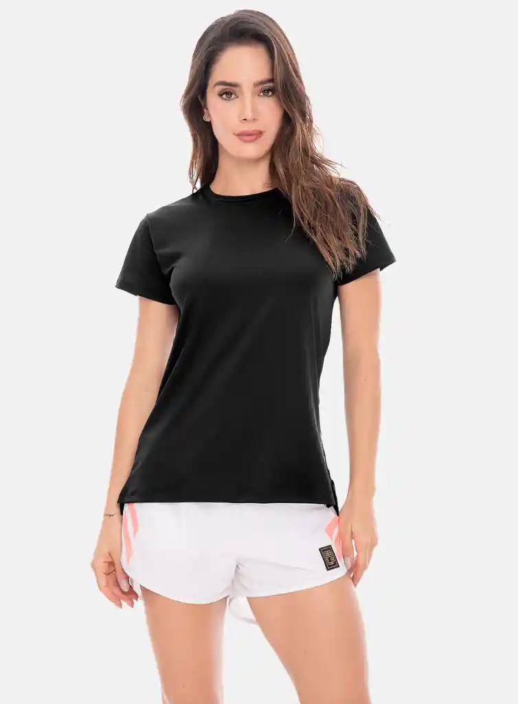 Camiseta Deportiva Mujer Poliamida Con Elástico Expuesto Estampado Abertura En Espalda
