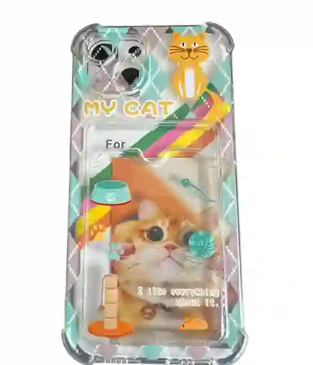 Funda Case Para Iphone 13 My Cat Con Porta Tarjeta