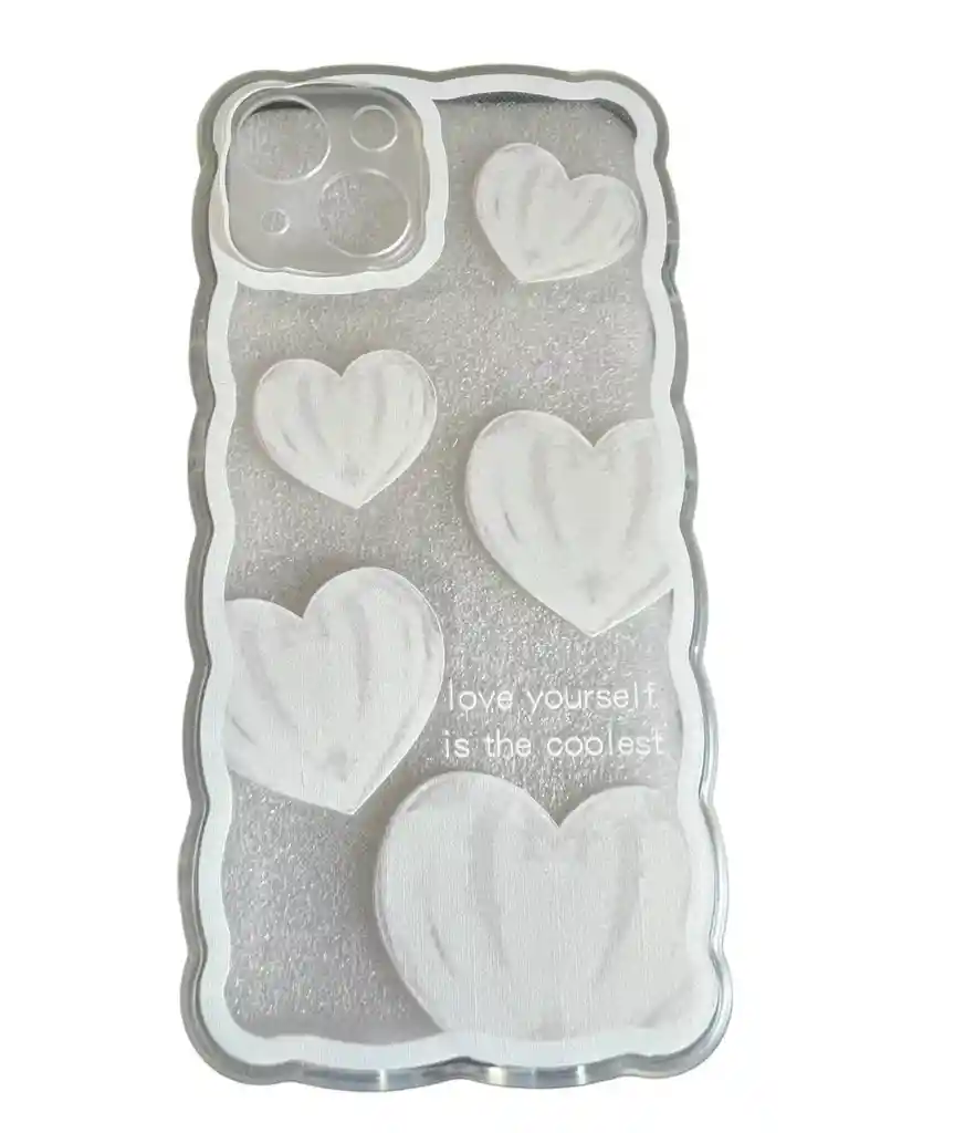 Funda Case Para Iphone 13 Corazones Blancos