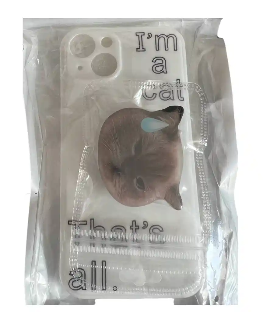 Funda Case Para Iphone 13 Blanco Con Pop Shocket Gato