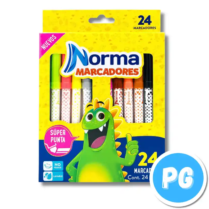 Paquete Marcadores Plumon Norma X24 Unds Unipunta