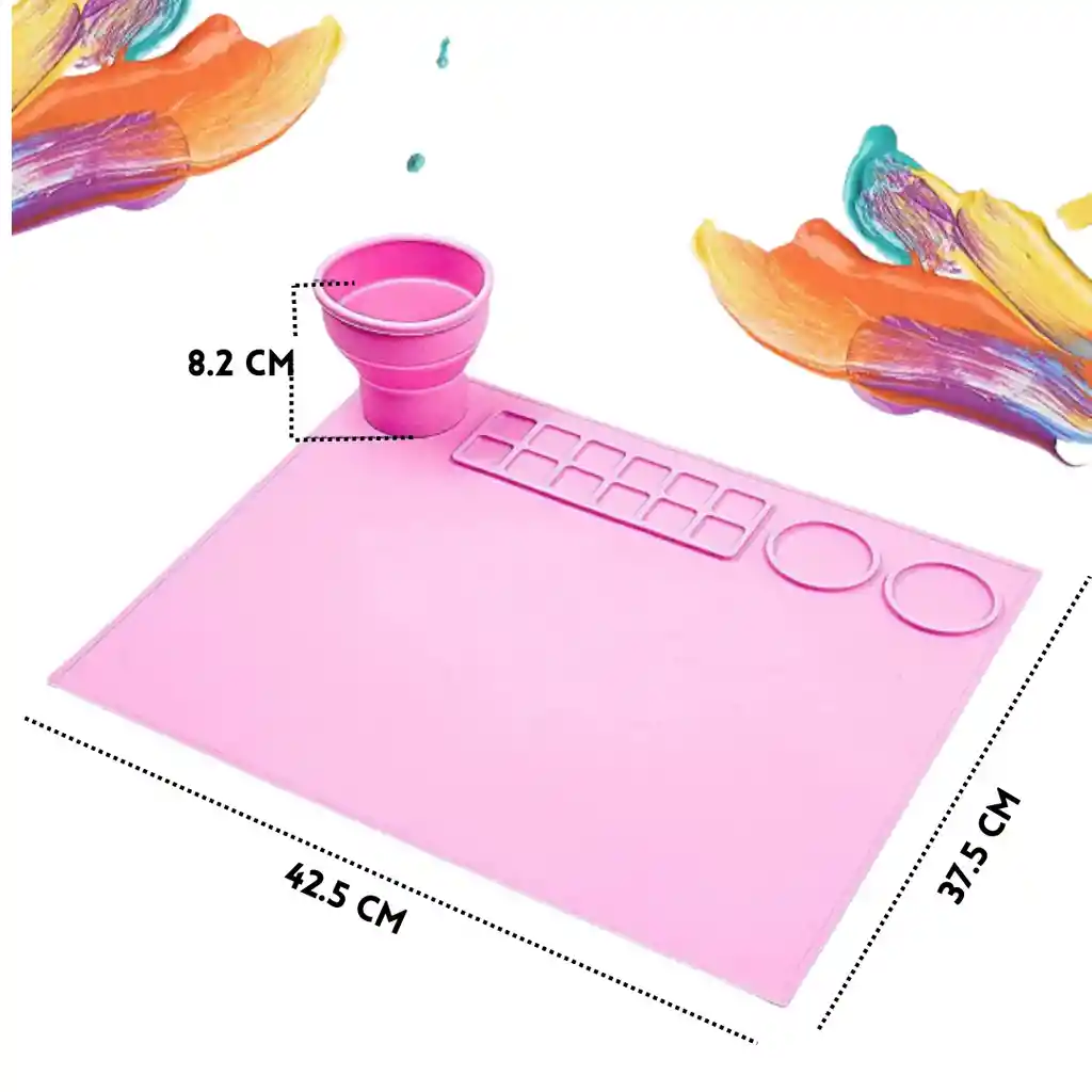 Tapete Pintura Arte Manualidades Para Niños Con 10 Pinceles Color Rosado