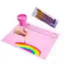 Tapete Pintura Arte Manualidades Para Niños Con 10 Pinceles Color Rosado