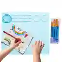 Tapete Pintura Arte Manualidades Para Niños Con 10 Pinceles Color Azul