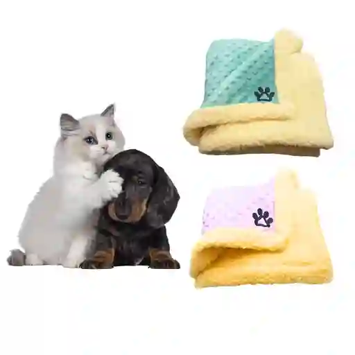 Cobija Manta Peluche Doble Faz Térmica Para Gatos Color Verde