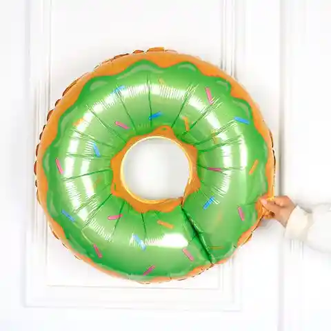 Globo Metalizado Donut Verde Sin Inflar