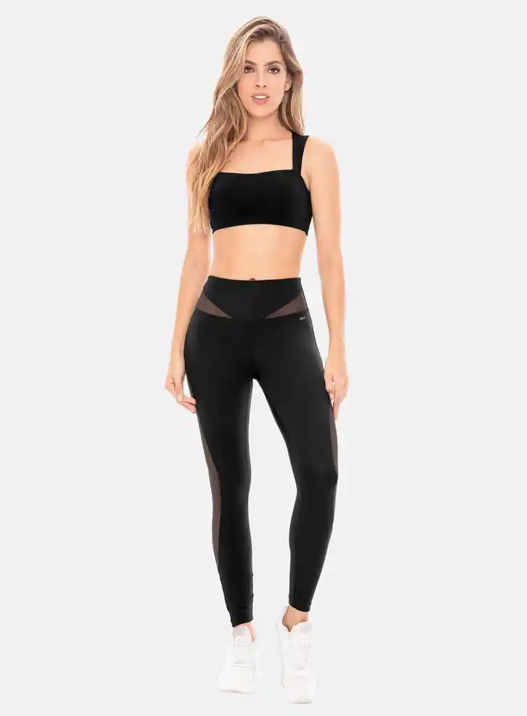 Leggins Deportivo Mujer Poliamida Con Cortes En Tela Semi Transparente