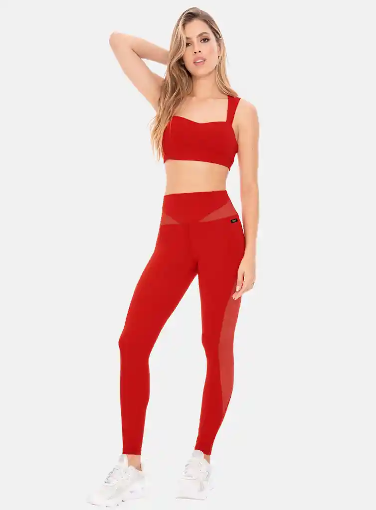 Leggins Deportivo Mujer Poliamida Con Cortes En Tela Semi Transparente