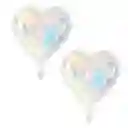 2 Globos De Corazon Iridiscente Tornasol