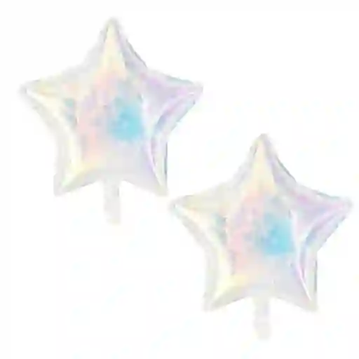 2 Globos De Estrella Iridiscente Tornasol 48 Cm