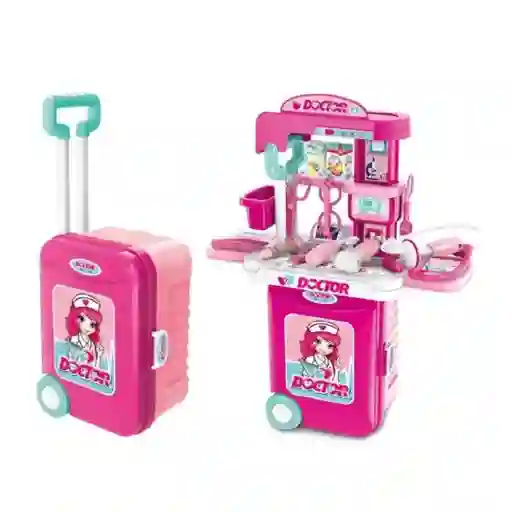 Juguete Set Doctora Maleta Con Ruedas Color Rosado Ref 008-955c