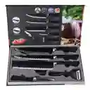 Juego Kit Set Cuchillos Todo En Uno 6 Piezas Profesionales Color Negro