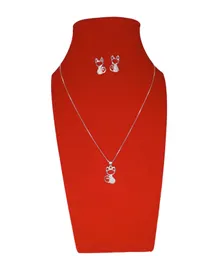 Juego De Cadena Collar Y Aretes Con Diseño De Gato