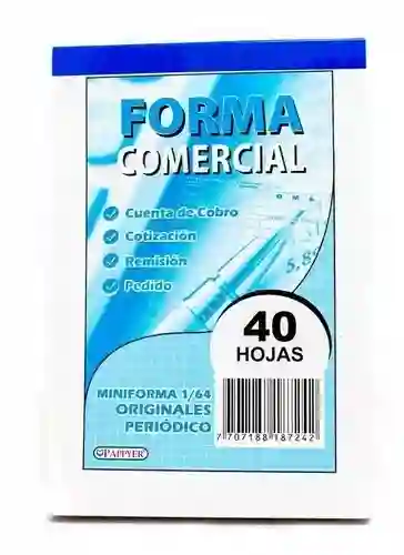 Facturero Pequeño Forma Comercial Mini Forma 1/64 Originales Periódico X 80 Hojas Pappyer