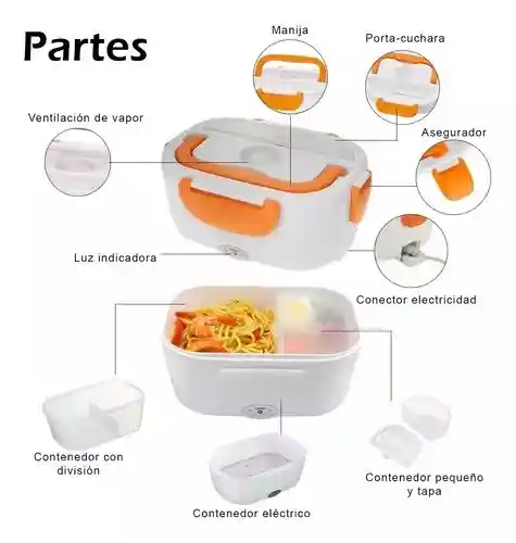 Lonchera Electrica Porta Comida Calentador Termico Naranja