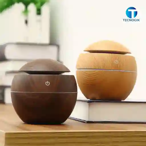 Humidificador Redondo Efecto Madera