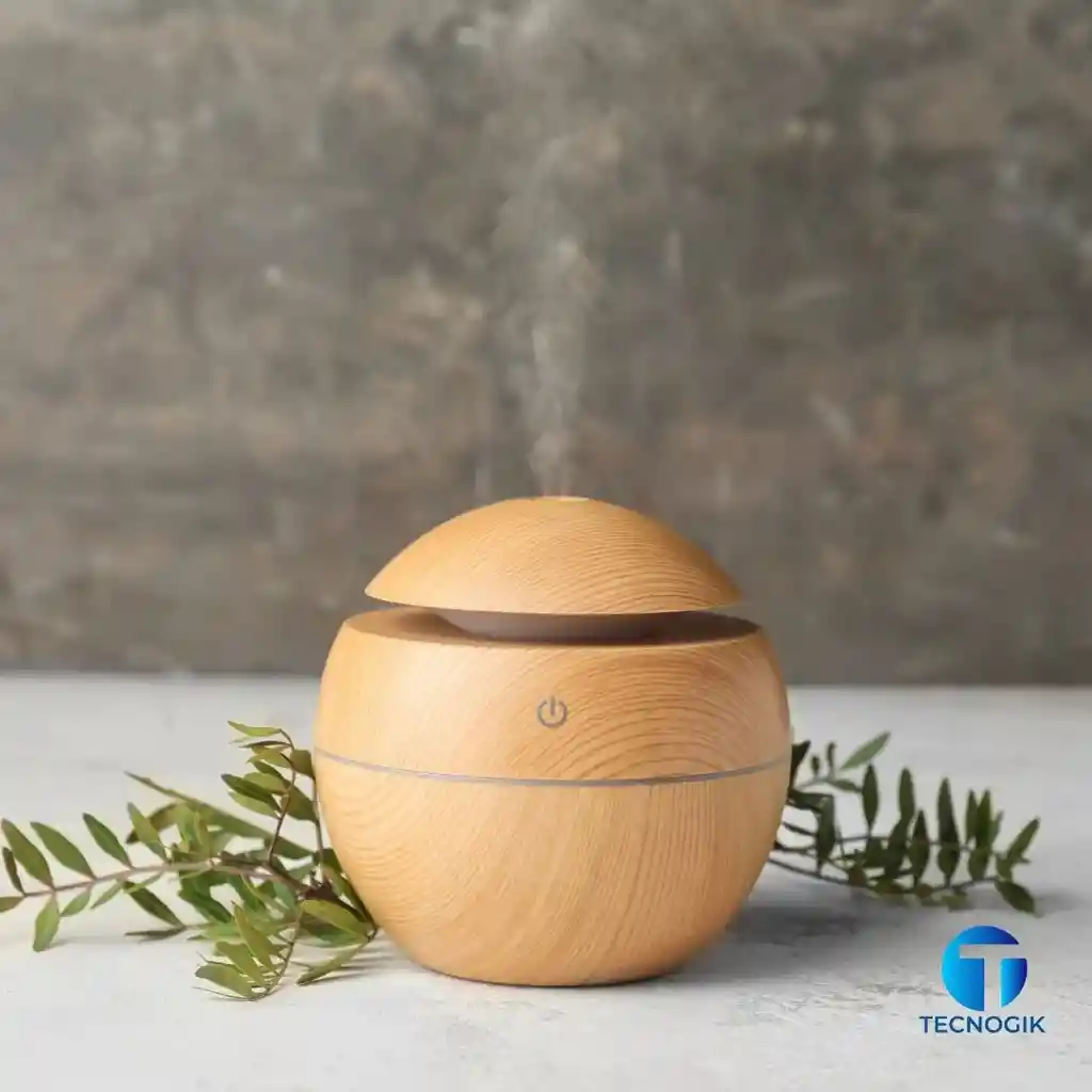 Humidificador Redondo Efecto Madera