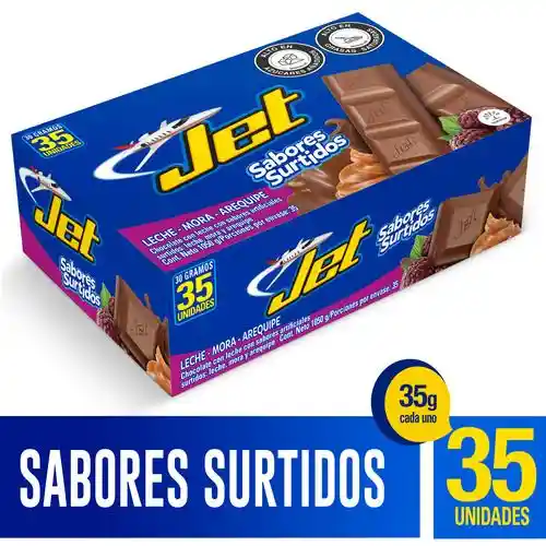 Chocolatina Jet Sabores Surtidos 30 Gr 35 Unidades