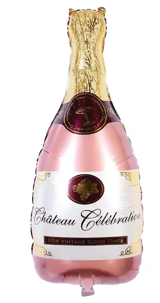 Globo Metalizado Botella Champaña Oro Rosa