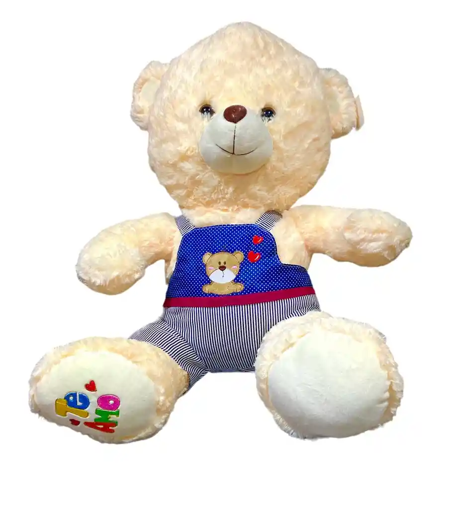 Peluche Oso Beige Con Overol 50 Cm. Dice Te Amo Al Oprimir Su Mano Ref Q2790-50