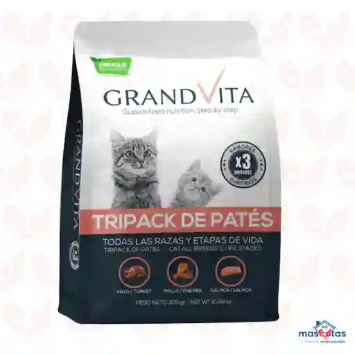 Alimento Humedo Grand Vita Tripack Gato Paté Surtido 300 G