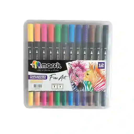 Marcadores Multitrazos Doble Punta Marfil X 12