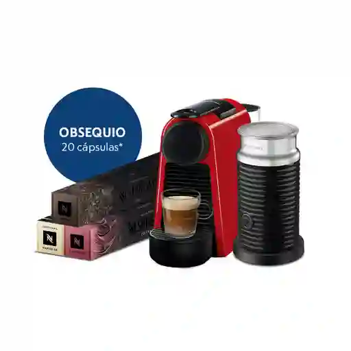 Cafetera Essenza Mini Roja Con Espumador De Leche