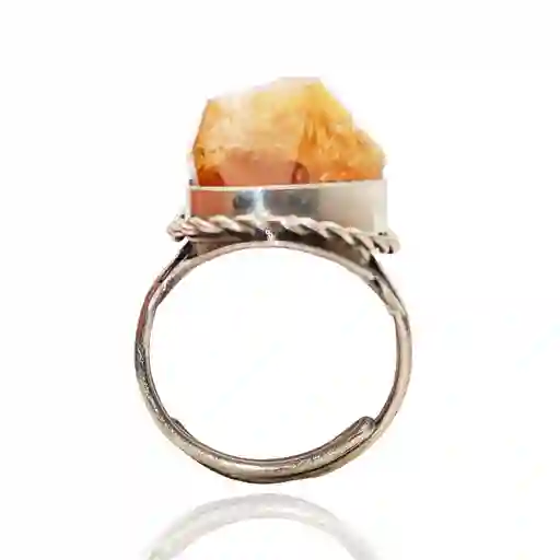 Anillo Cuarzo Citrino En Bruto Unisex Ajustable + Estuche