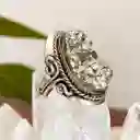 Anillo Cuarzo Pirita En Bruto Unisex Ajustable + Estuche