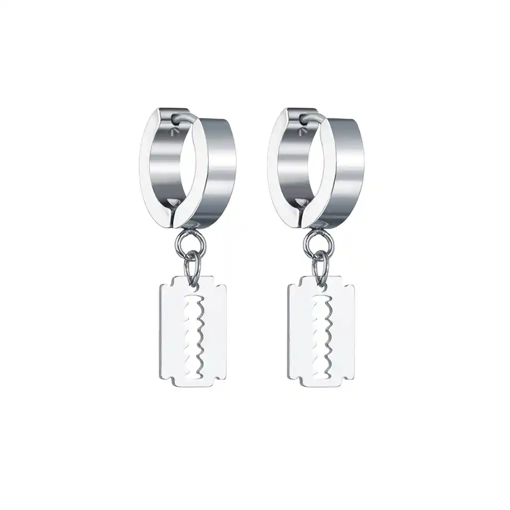 Aretes Candonga Cuchilla Acero + Estuche