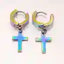 Aretes Candonga Cruz Acero Tornasol