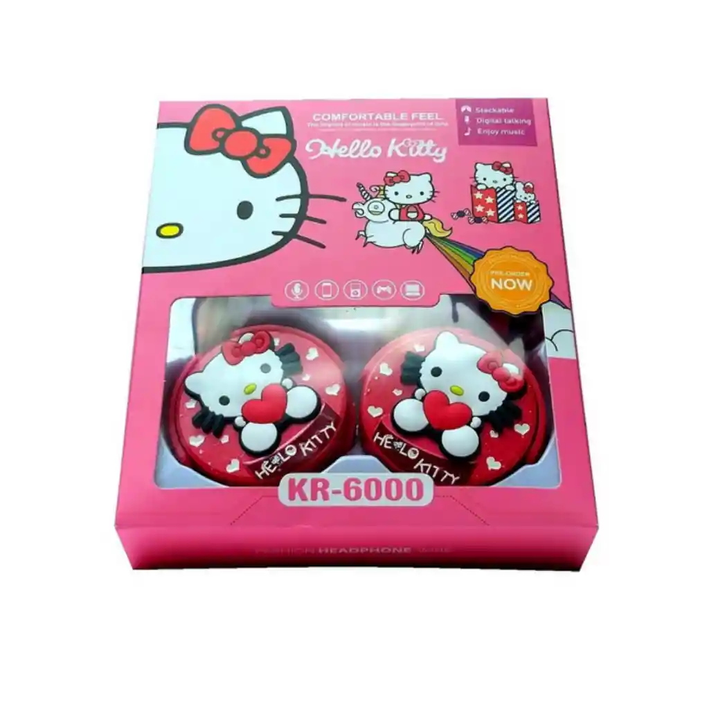 Auricular Diadema Bluetooth Niños Diseños Clases Virtuales Inalambrica Hello Kitty Roja