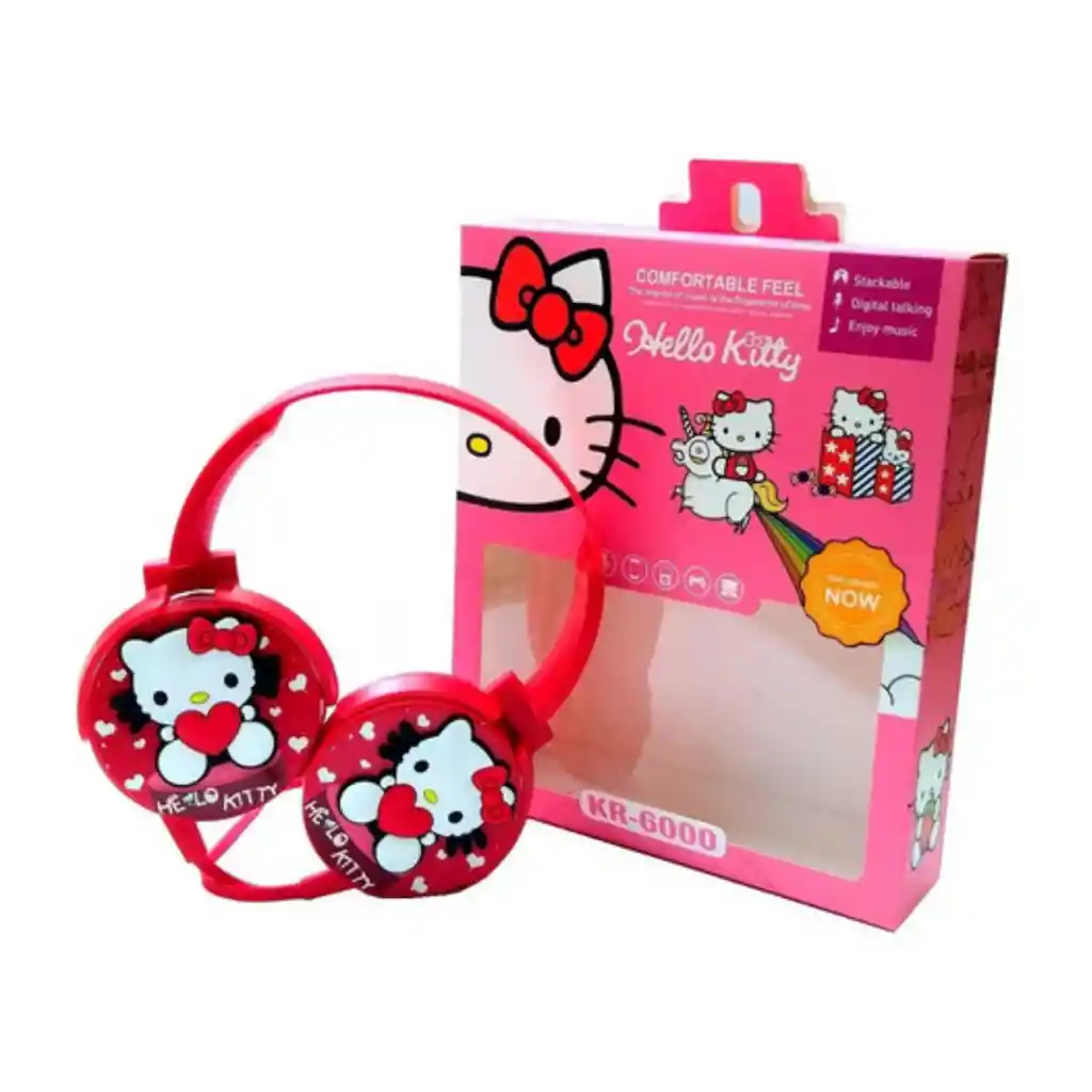 Auricular Diadema Bluetooth Niños Diseños Clases Virtuales Inalambrica Hello Kitty Roja