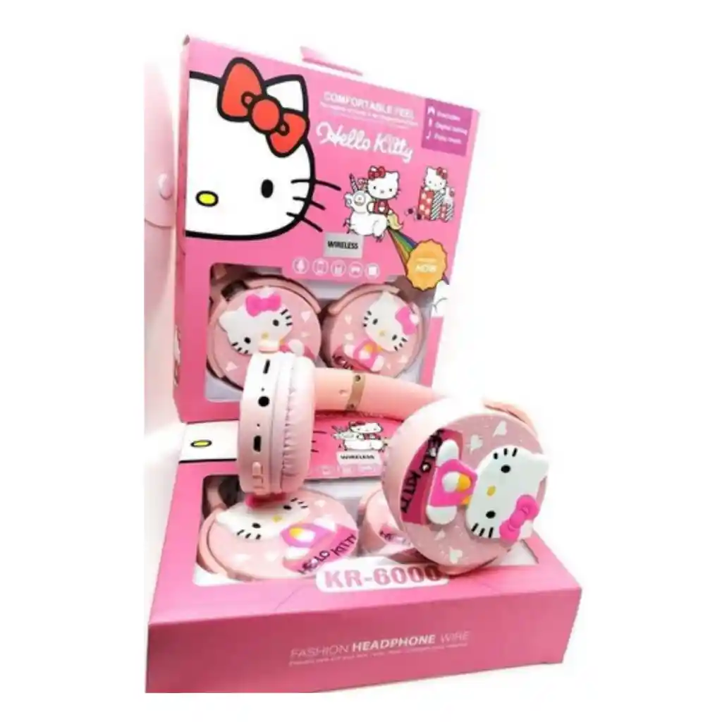 Auricular Diadema Bluetooth Niños Diseños Clases Virtuales Inalambrica Hello Kitty Rosa